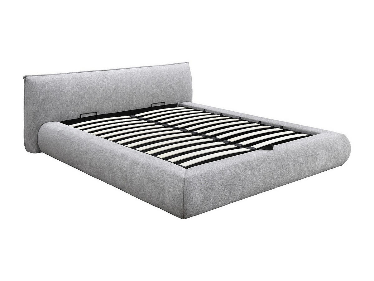 BETT mit Bettkasten - 2 Personen - Stoff - Hellgrau - Hellgrau, Textil (160/200cm) - Vente-Unique