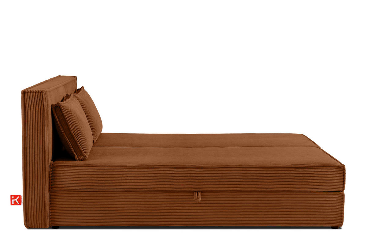 BOXSPRINGBETT ROTI mit Stauraum, orange - Schwarz/Orange, Holz/Holzwerkstoff (180/200cm) - KONSIMO®