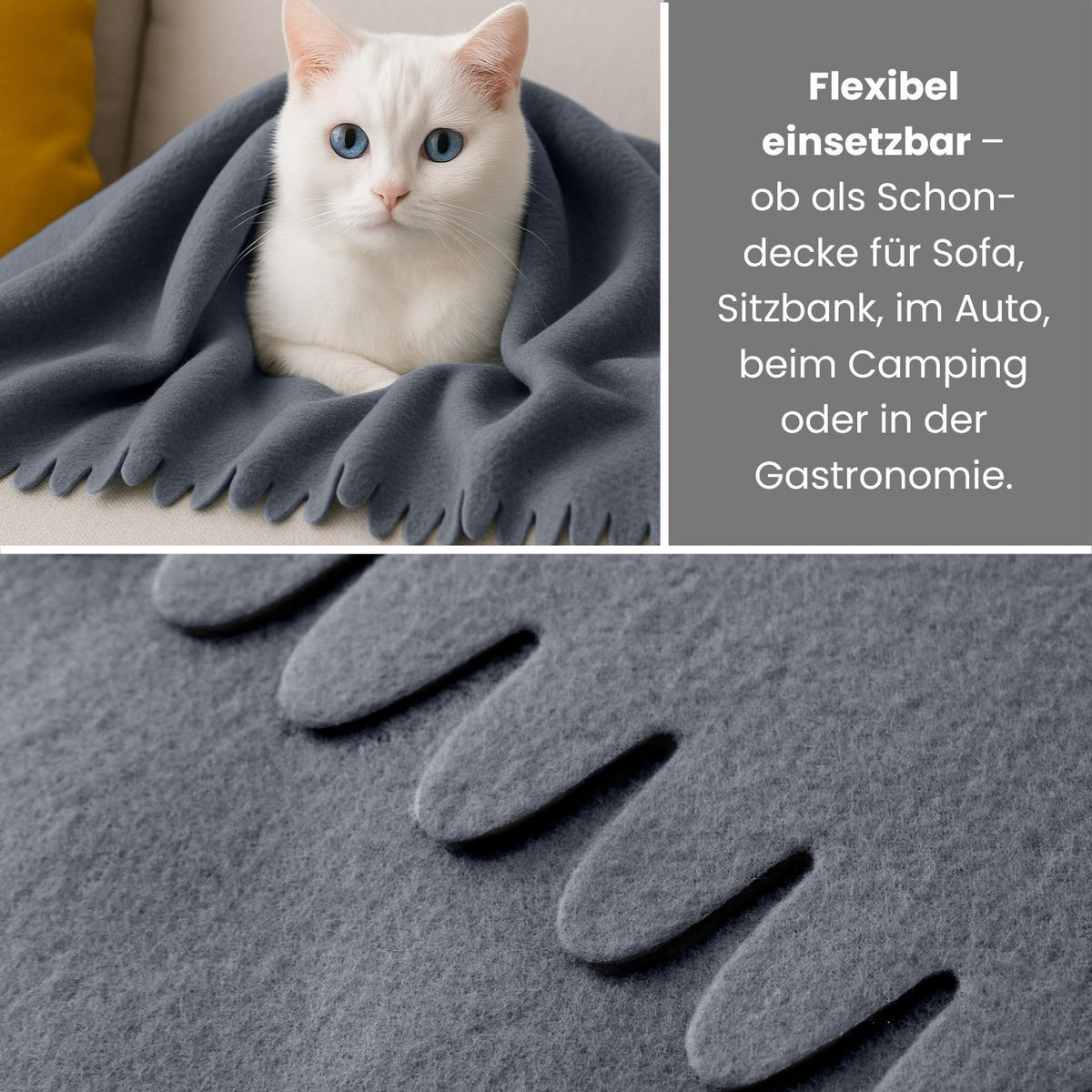 FLEECEDECKE WAVE 16er Set grau 120/160 cm Wellenrand Anti-Pilling - Grau, Textil (120/160cm) - wometo