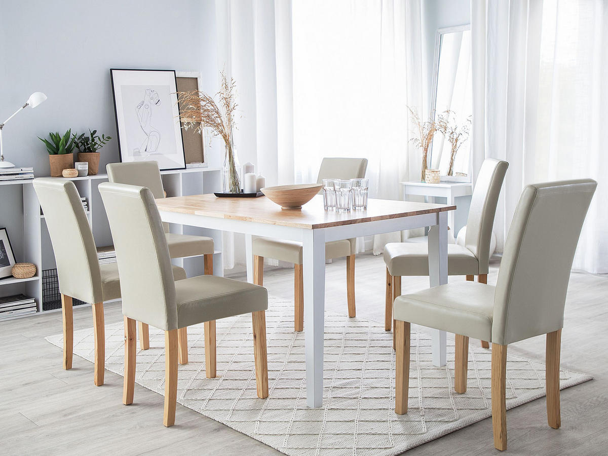 ESSZIMMERSTUHL 2er-Set Kunstleder Beige Broadway - Beige, Holz/Textil (42/93/59cm) - Beliani