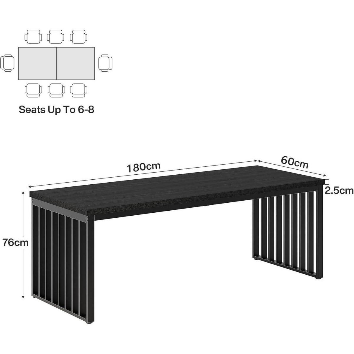 SCHREIBTISCH 180 cm Schwarz - Schwarz, Holzwerkstoff (60/180/76cm)