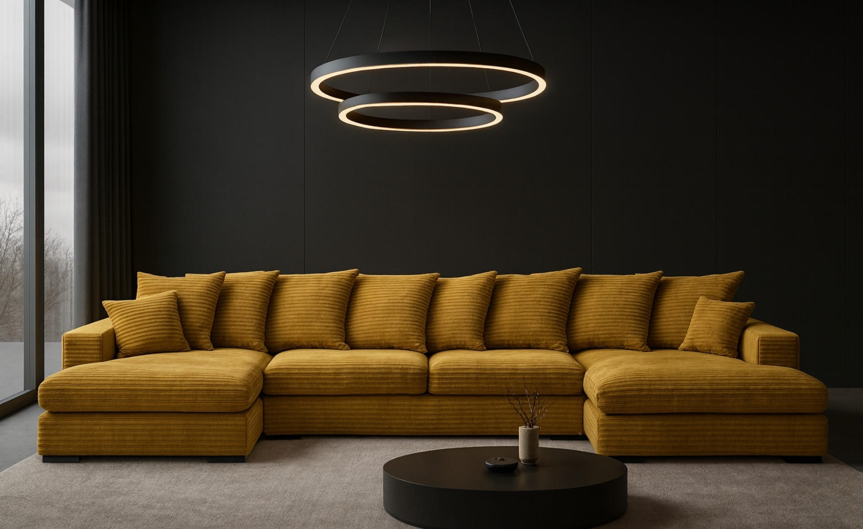 ECKSOFA mit Schlaffunktion und Bettkasten Couch U-form Gabon Stoff Zoom Gelb - Gelb, Holz (373/155cm) - Kaiser Möbel