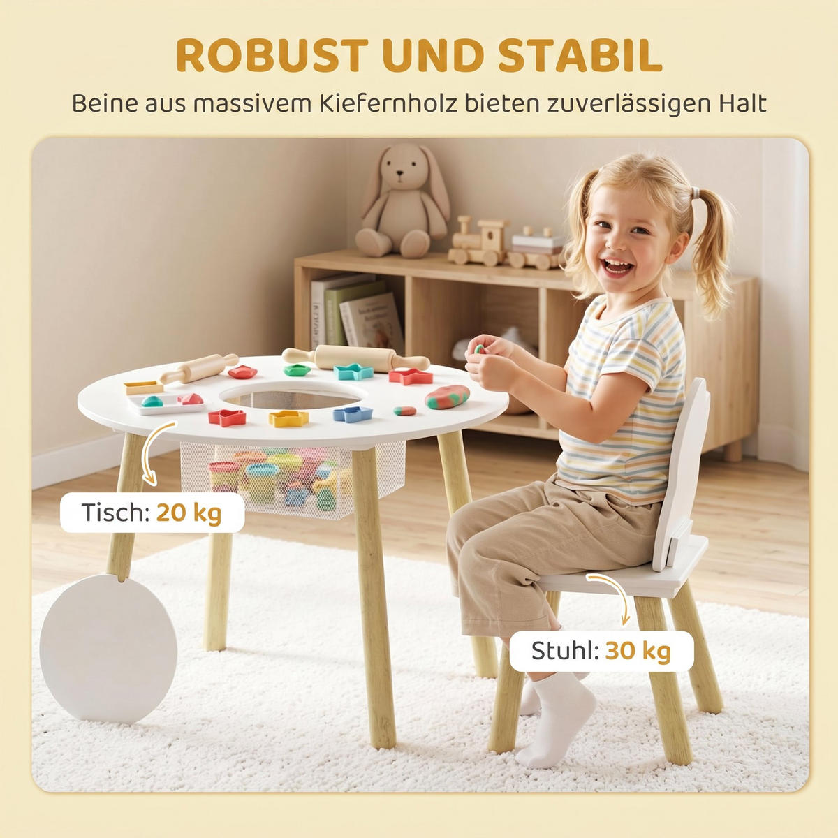 KINDERTISCHGRUPPE Weiß 60.0/60.0/44.0cm - Weiß, Holzwerkstoff (60/44/60cm)