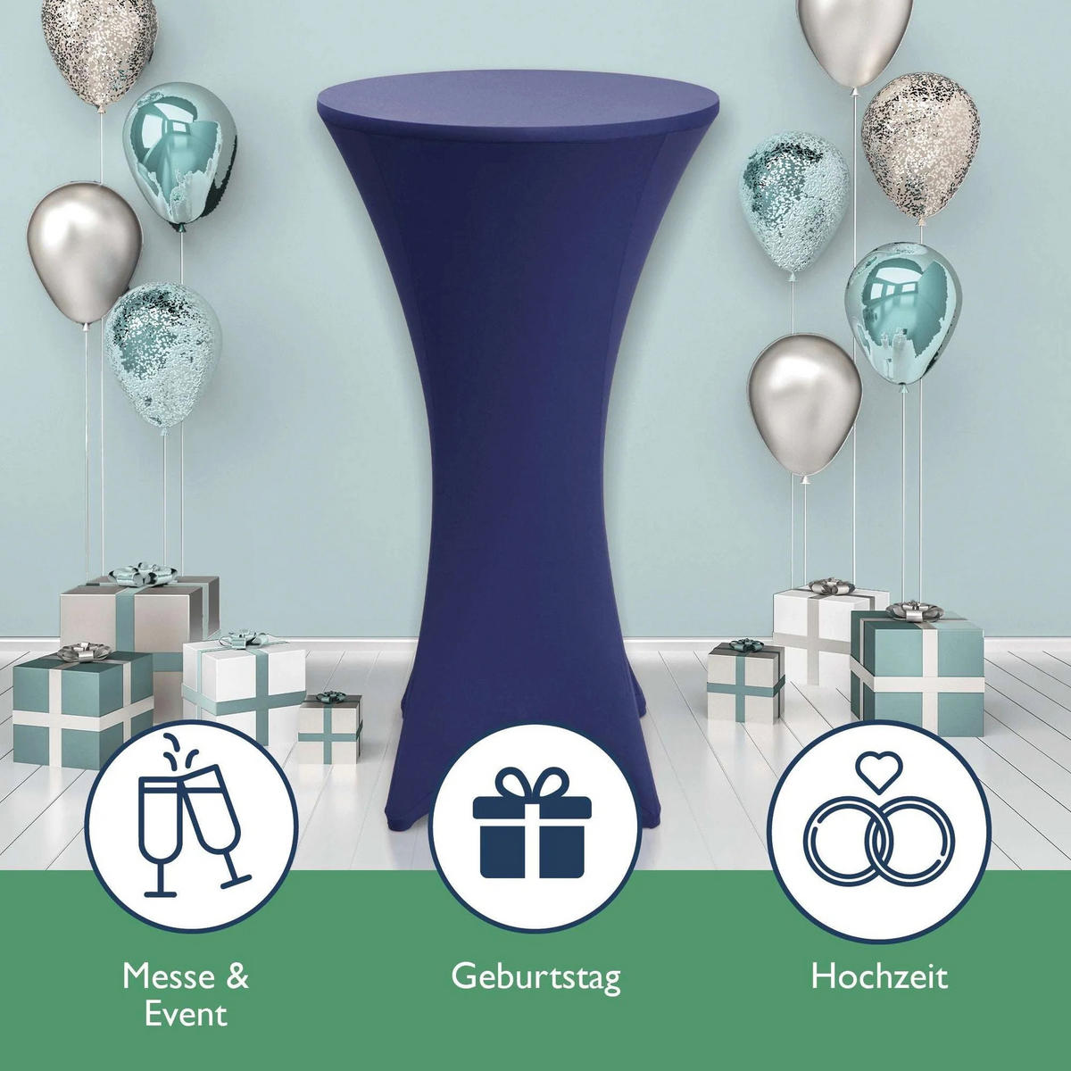 STEHTISCHHUSSE Stella Ø 70cm Blau (2tlg) - Blau, Textil (700/120cm) - Beautissu 