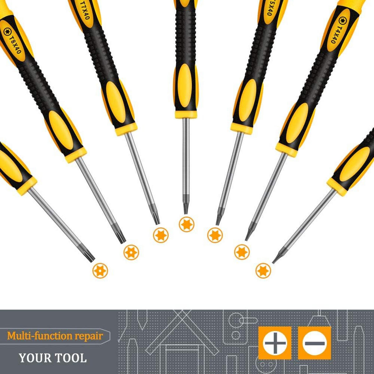 SCHRAUBENDREHER-SET-DIY,12-IN-1 Magnetschraubendreher-Set - Schwarz, Metall (2/2/14cm) - LIBRATON