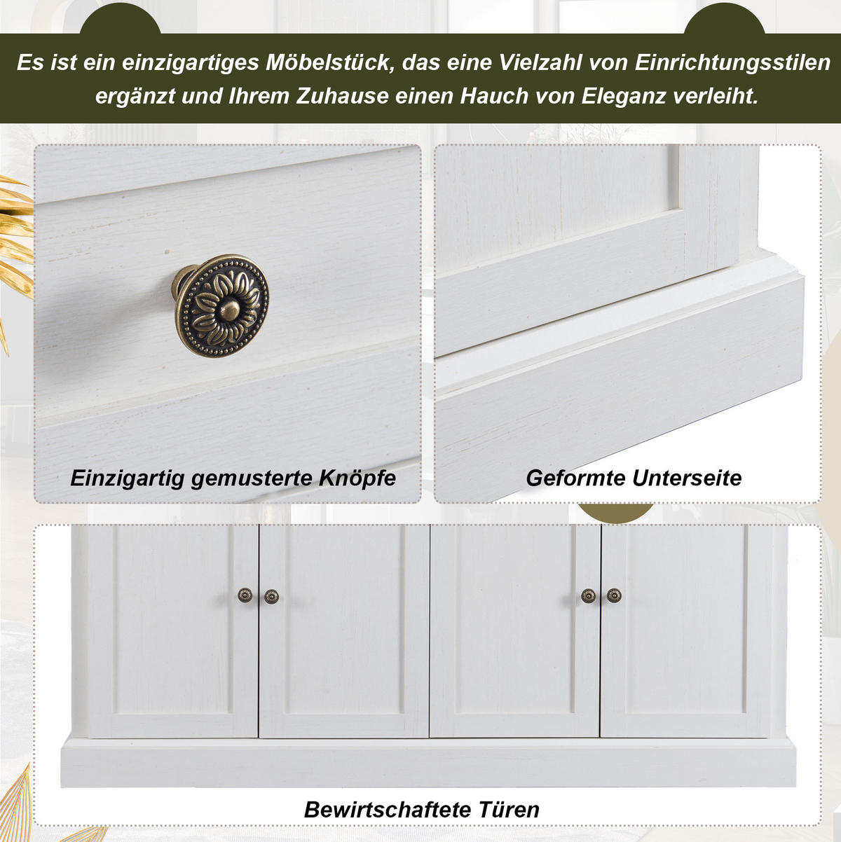 SIDEBOARD 150/40/86 cm aus Holzwerkstoff mit 4 Türen, 2 Schubladen und verstellbaren Einlegeböden Weiß/Natur - Naturfarben, Holzwerkstoff (150/86/40cm) - Modenvie