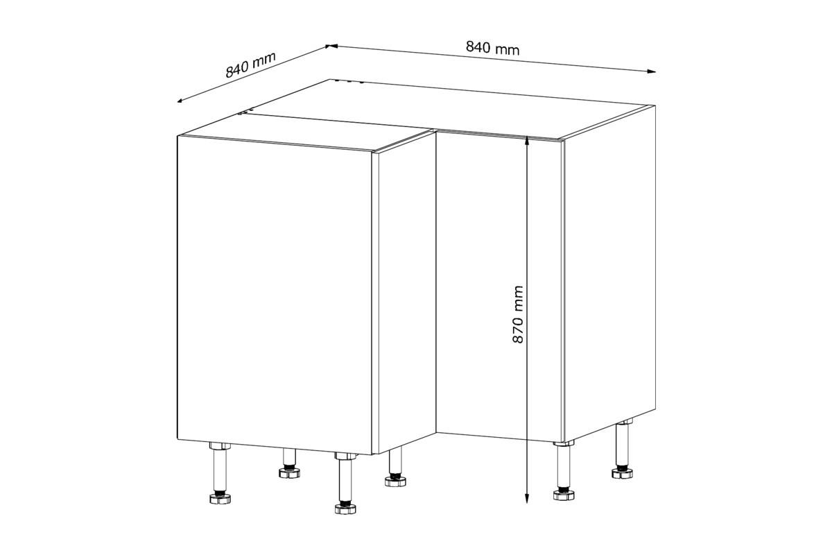ECKUNTERSCHRANK D90N – Sorento Dunkle Eiche – L-Form, Ecke voll nutzbar – Dunkle Eiche - Dunkelbraun, Holzwerkstoff (84/87/84cm) - ROYAL24_MARKT