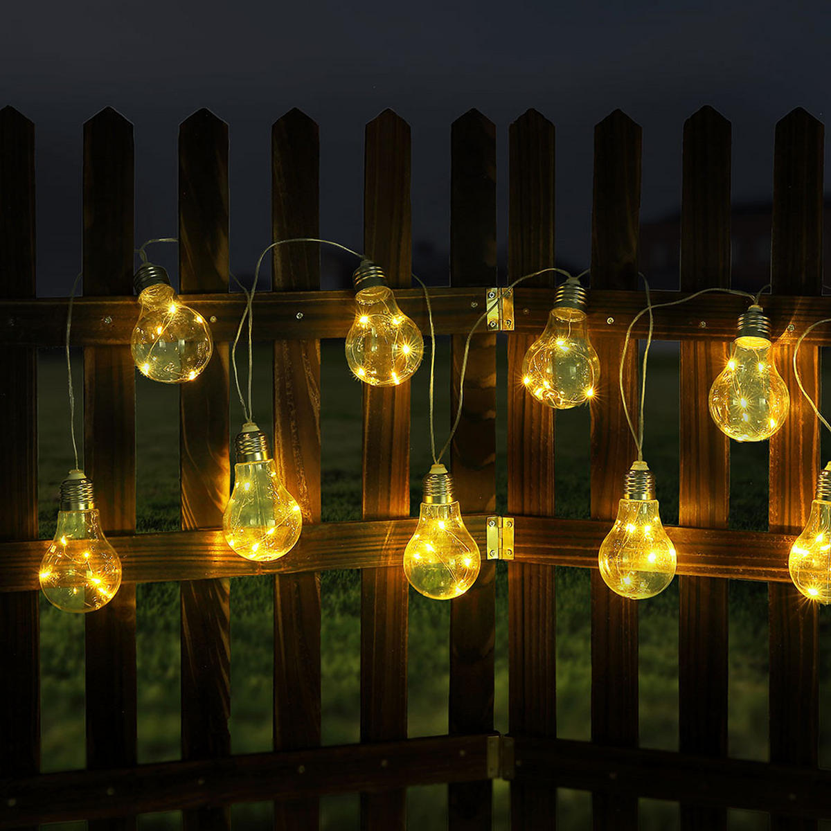 LED AUSSENLEUCHTE Solar Lichterkette Silber - Silberfarben, Kunststoff (380/5.8/10cm) - Globo Lighting