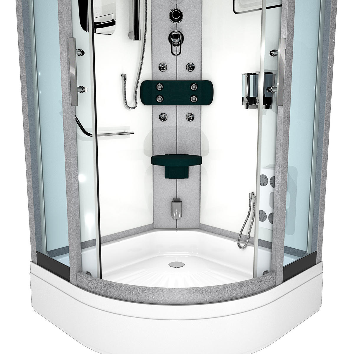 DAMPFDUSCHE Dusche D46-60T2-EC Weiß 100x100 - Weiß, Glas/Kunststoff (100/100/225cm) - AcquaVapore by Sandra Jentho