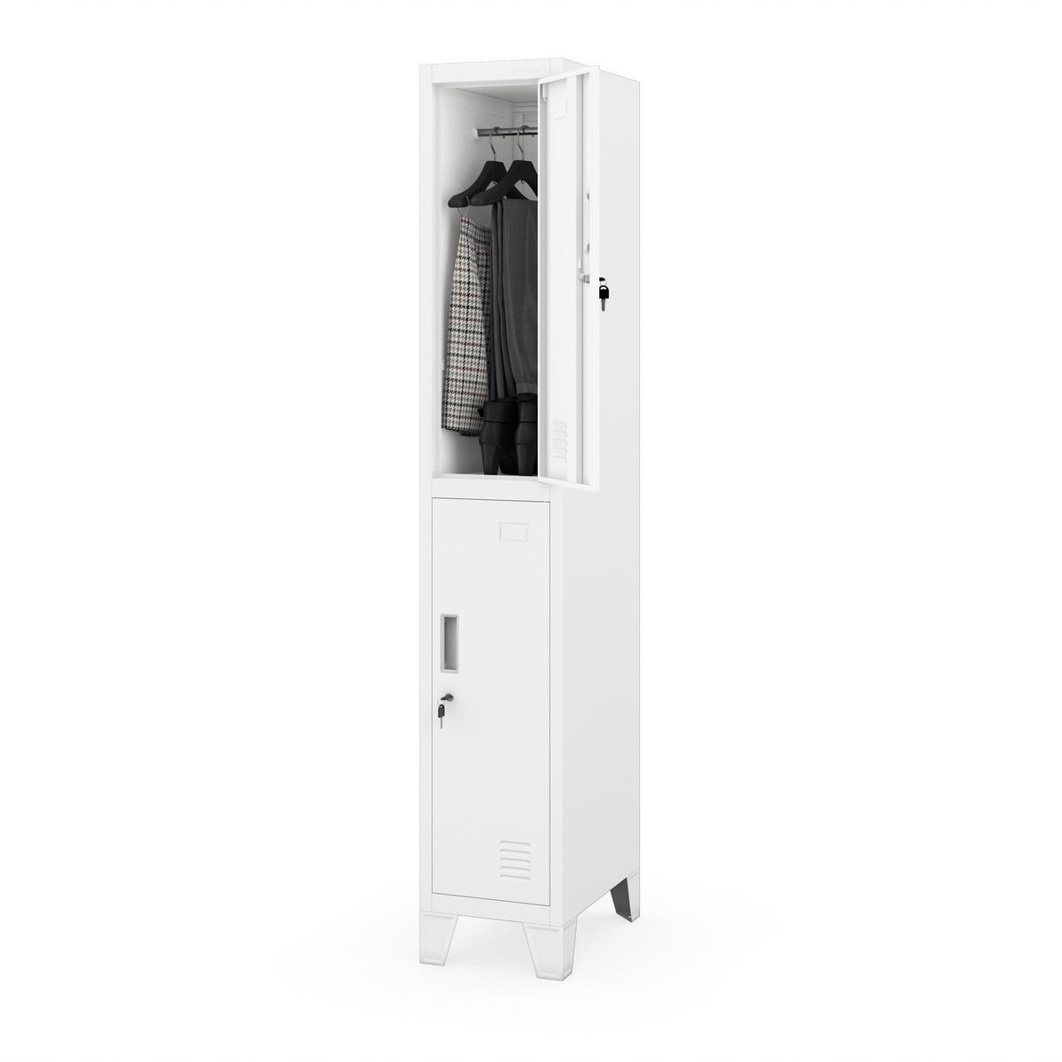 MITARBEITER-GARDEROBENSCHRANK BARTEK 1 PLUS - Weiß, Metall (29/172/45cm)