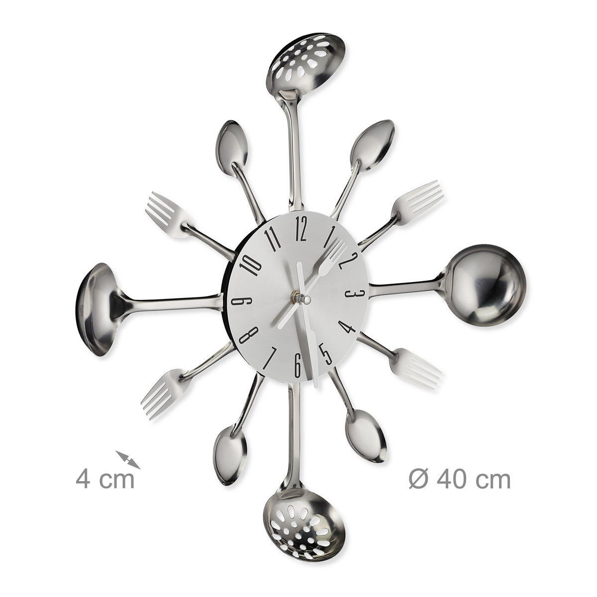 WANDUHR - Silberfarben, Metall (40/40/4cm) - Relaxdays