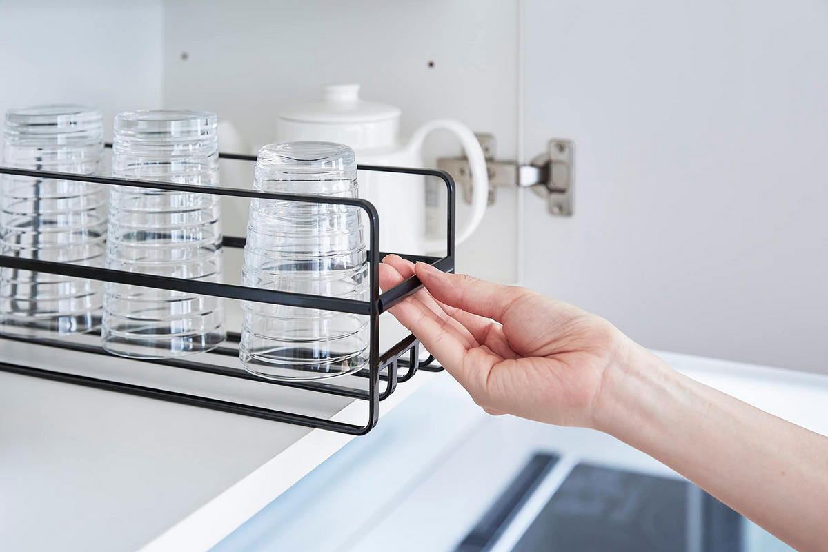 TASSEN- UND GLAS-ORGANIZER Tower 5644 schwarz 12x33,2x11 cm - Schwarz, Metall (11/12/33.2cm) - Yamazaki