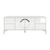 LOWBOARD Eva, Weiß, Silberne Akzente, Hochglanz - Weiß Hochglanz/Silberfarben, Holzwerkstoff/Metall (150/59/38cm) - Kayani
