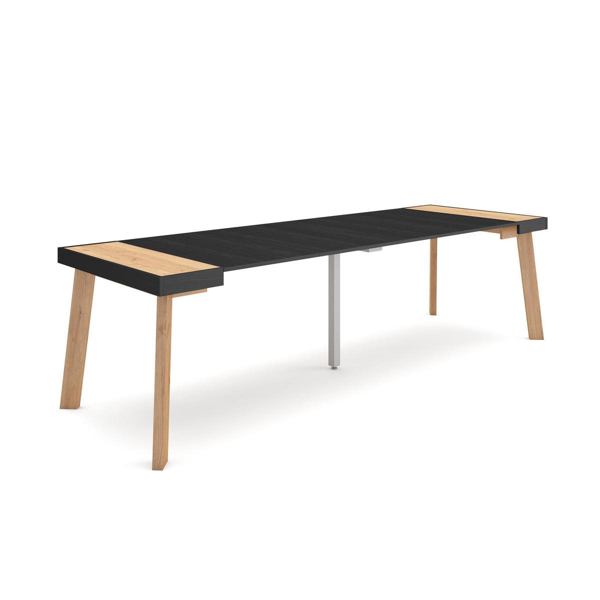 KONSOLENTISCH ausziehbar 58 bis 262cm, für 12 Gäste, eiche, schwarz, 90/58/73cm - Eichefarben/Multicolor, Holzwerkstoff (90/262/73cm) - Skraut Home