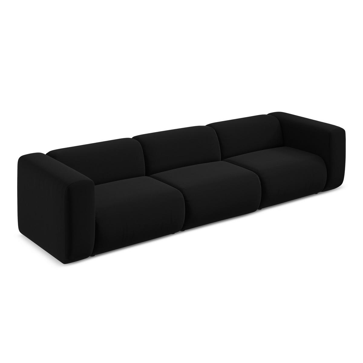 4-SITZER-SOFA Samt Stoff Schwarz - Schwarz, Kunststoff/Textil (319/70/89cm) - LaMiaSofa