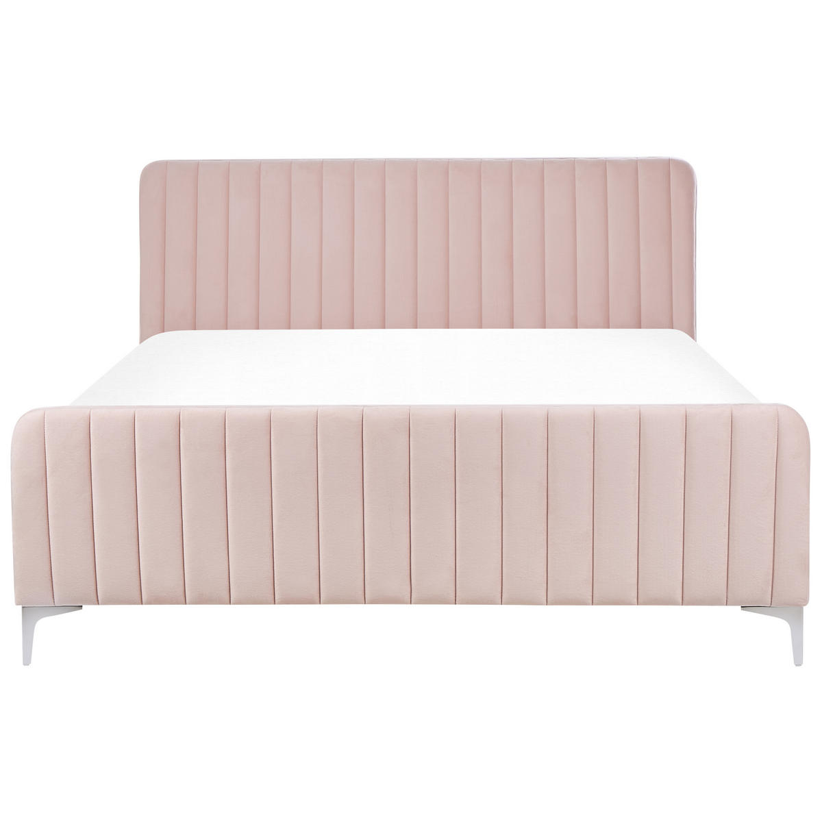 POLSTERBETT 160/200cm Pastellrosa Lunan - Pink, Textil (160/200cm) - Beliani