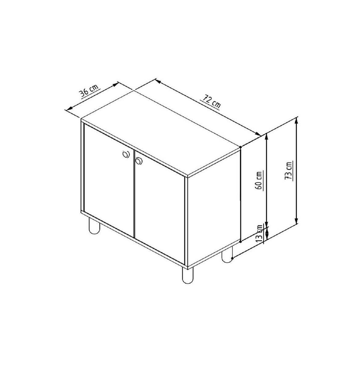 SIDEBOARD mit 2 Türen und Füßen aus massivem Buchenholz 36/72/73 cm - Anthrazit, Holzwerkstoff (36/73/72cm) - Calicosy