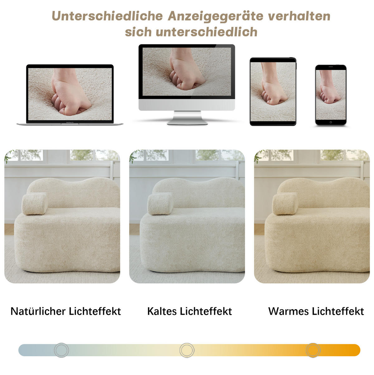 3-SITZER Modulares Sofa beige aus Samt mit tiefer Sitzfläche - Beige, Textil (98/70/288cm) - Modenvie