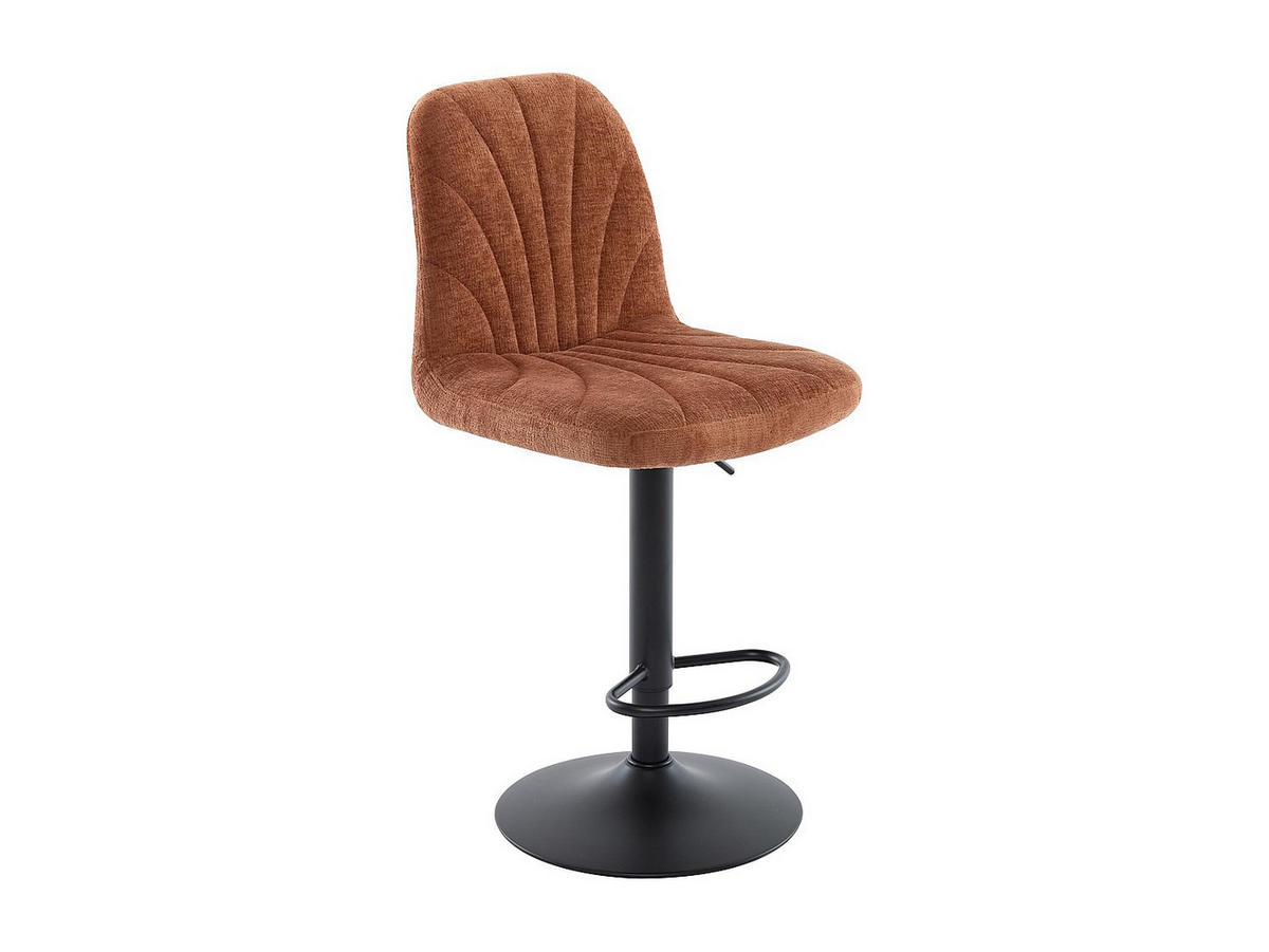 BARHOCKER 2er-Set höhenverstellbar - Strukturstoff & schwarzes Metall - Terracotta - LASANDRIA - Braun, Textil (47/117/53.5cm) - Vente-Unique