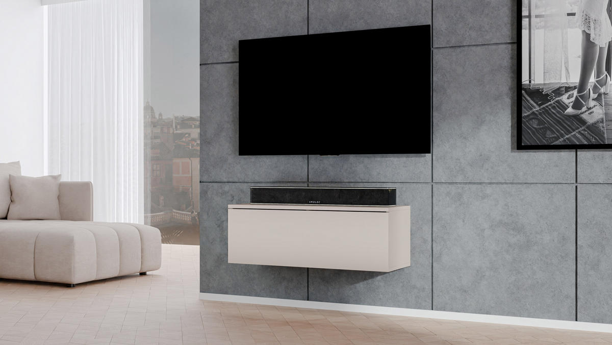 LOWBOARD Loriano 100 Beige Kaschmir 100/34/32 cm – TV Board - Beige, Holzwerkstoff/Kunststoff (100/34/32cm) - AX Living