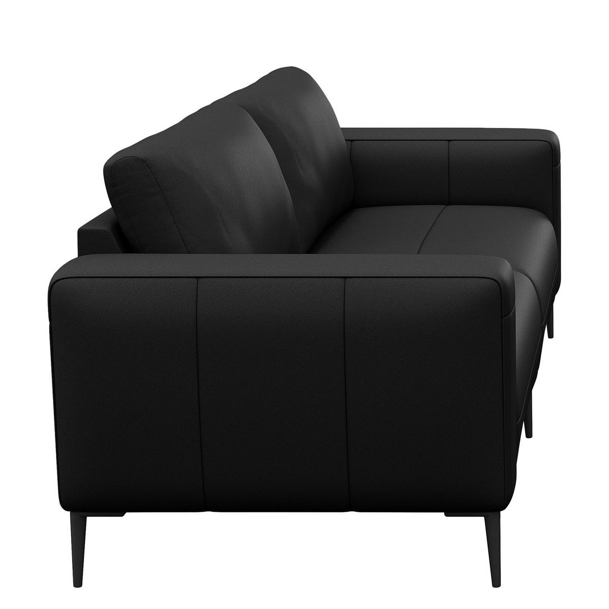 3-SITZER SOFA - Schwarz, Leder/Metall (225/77/88cm) - home24