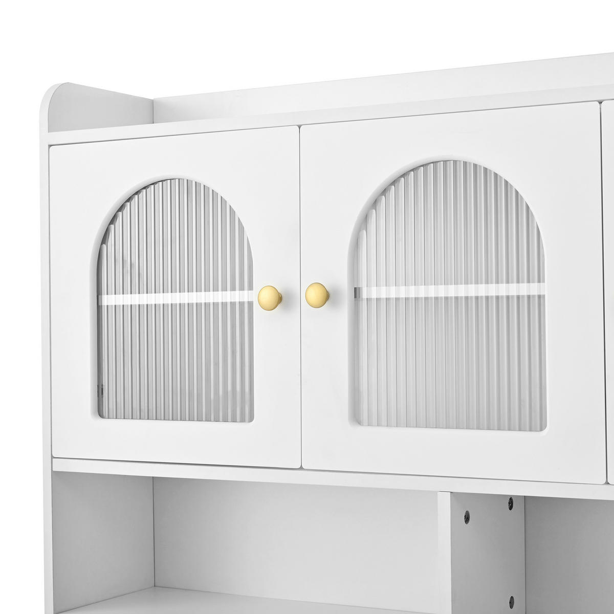 BUFFET 120x40x190 cm Weiß mit Fluted Glas & Lochplatte - Weiß, Holzwerkstoff (40/190/120cm) - Modfu