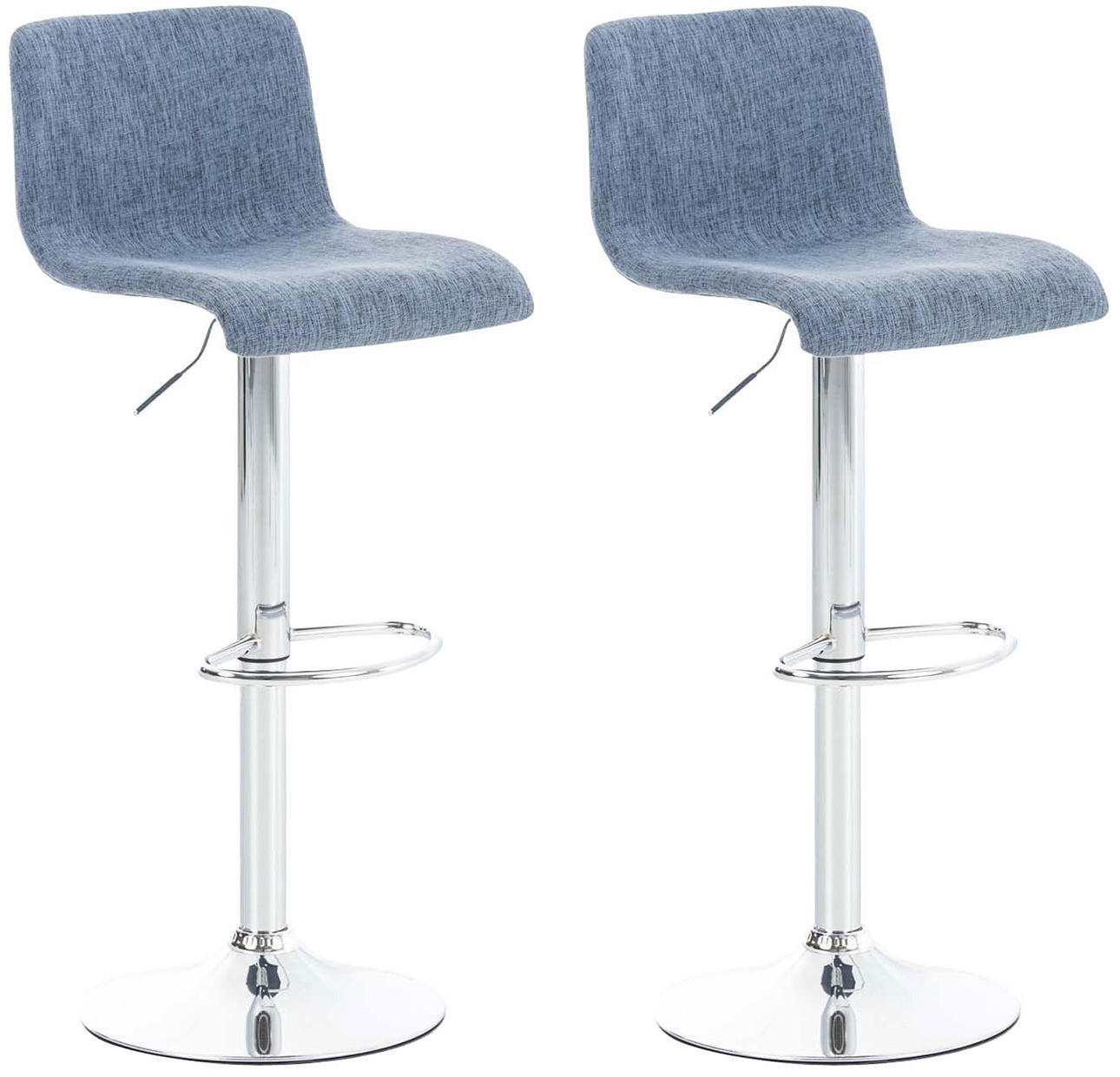 BARHOCKER 2er Set Stoff blau - Chromfarben/Blau, Textil/Metall (39/84/36cm) - CLP