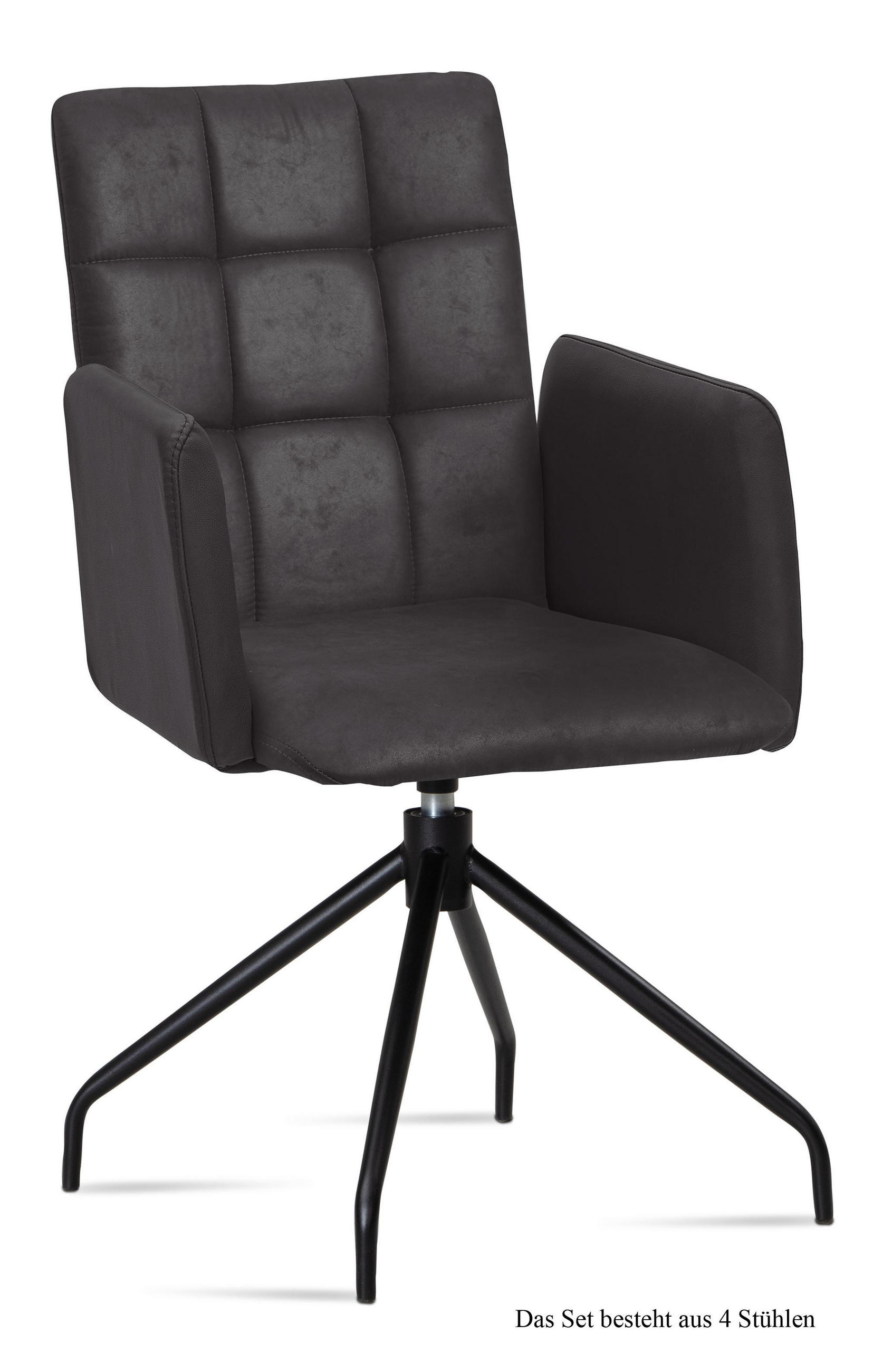 ARMLEHNSTUHL drehbar (4er-Set) Dollie 52x91x60 Schwarz/Anthrazit - Anthrazit/Schwarz, Kunststoff (60/91/52cm) - 58aufmkessel