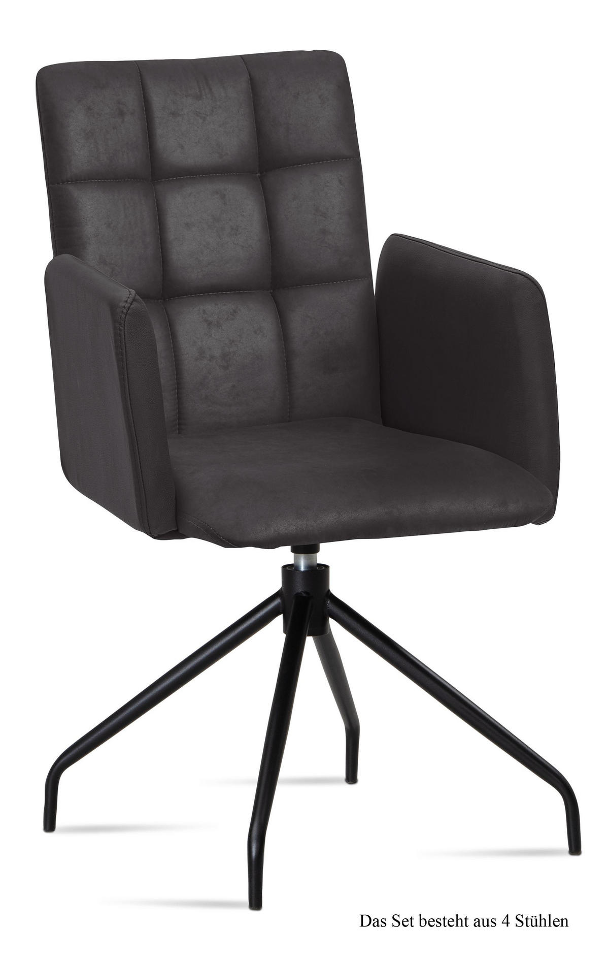 ARMLEHNSTUHL drehbar (4er-Set) Dollie 52x91x60 Schwarz/Anthrazit - Anthrazit/Schwarz, Kunststoff (60/91/52cm) - 58aufmkessel