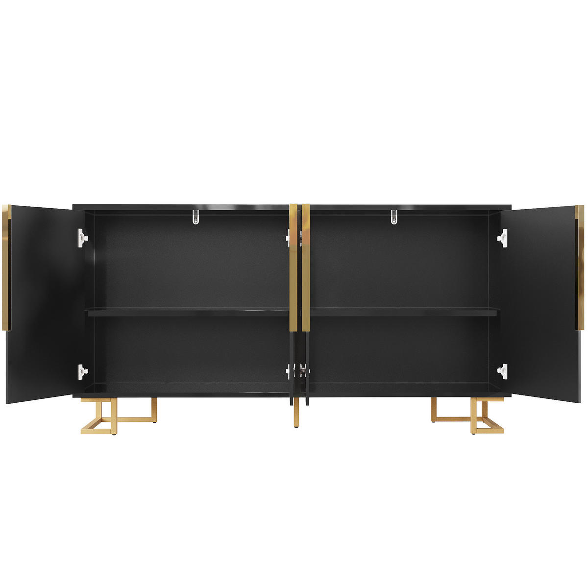SIDEBOARD mit 2 Türen 152 x 40 x 75 cm MDF Black - Schwarz, Holzwerkstoff (152/75/40cm) - Meubliv