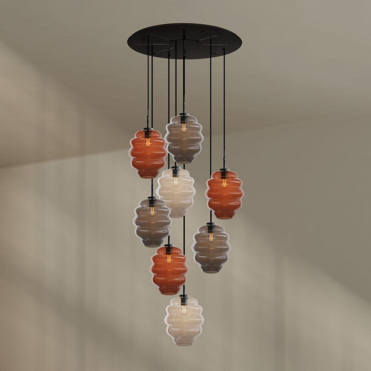 GALERIELEUCHTE Echos 8-flammig Mehrfarbig Ø 25cm - Multicolor/Schwarz, Glas (25/25/28cm) - s.luce