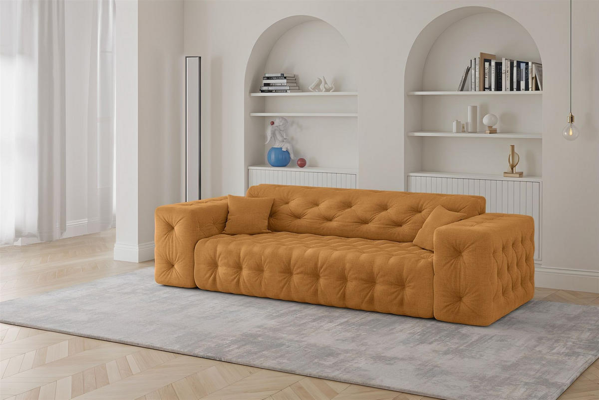 SOFASET Chantal In Moly - Orange, Holzwerkstoff/Textil (251/78/96cm) - Fun Möbel