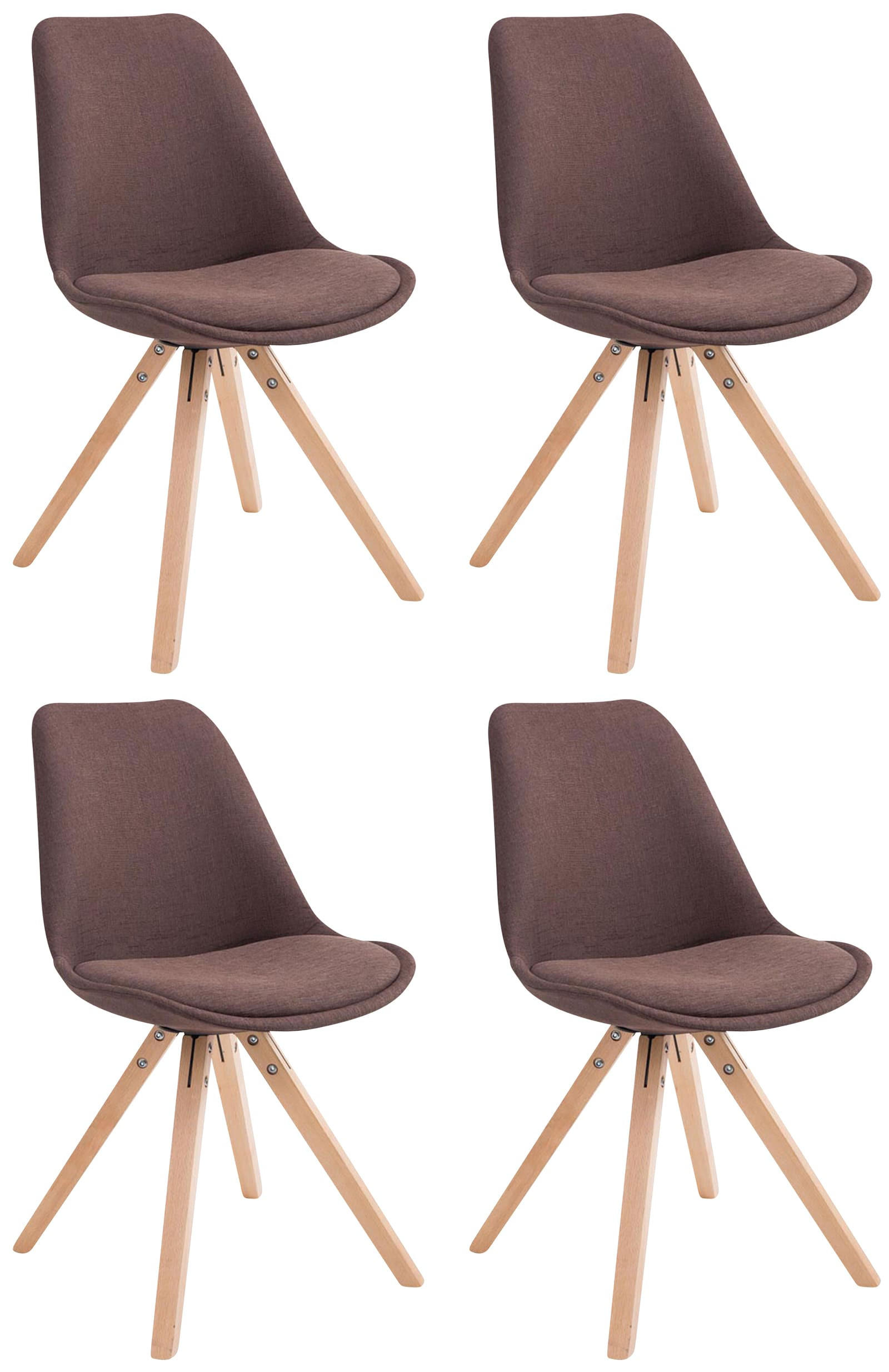 BESUCHERSTUHL Toulon, 4er Set Stoff, Gestell Holz Square Natura Braun - Braun/Naturfarben, Holz/Buchenholz (48/83/56cm) - TPFLiving