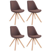 BESUCHERSTUHL Toulon, 4er Set Stoff, Gestell Holz Square Natura Braun - Braun/Naturfarben, Holz/Buchenholz (48/83/56cm) - TPFLiving