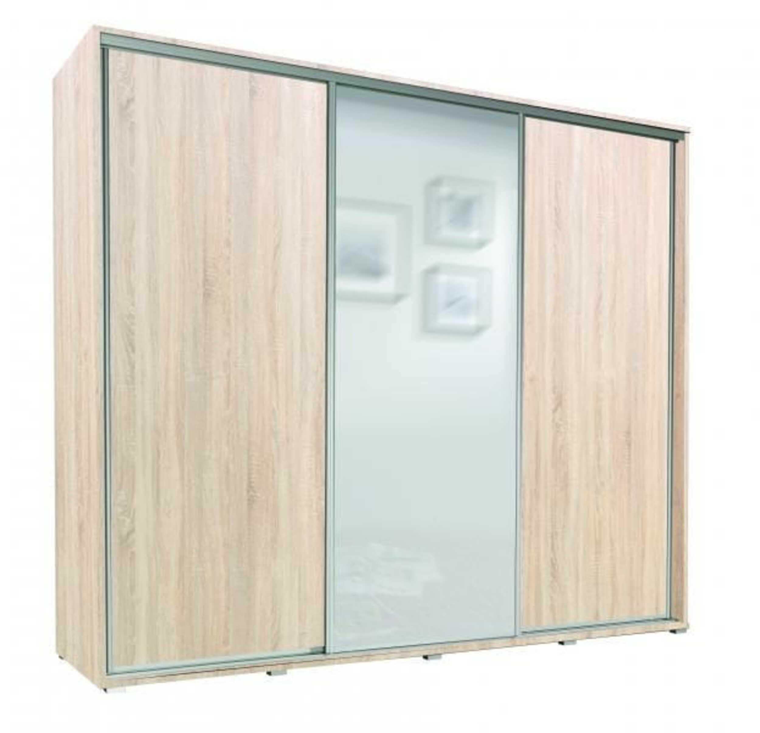 SCHIEBETÜRENSCHRANK - Kleiderschrank MONACO - Eiche Sonoma - Sonoma Eiche, Holzwerkstoff (255/251/66cm) - Möblo