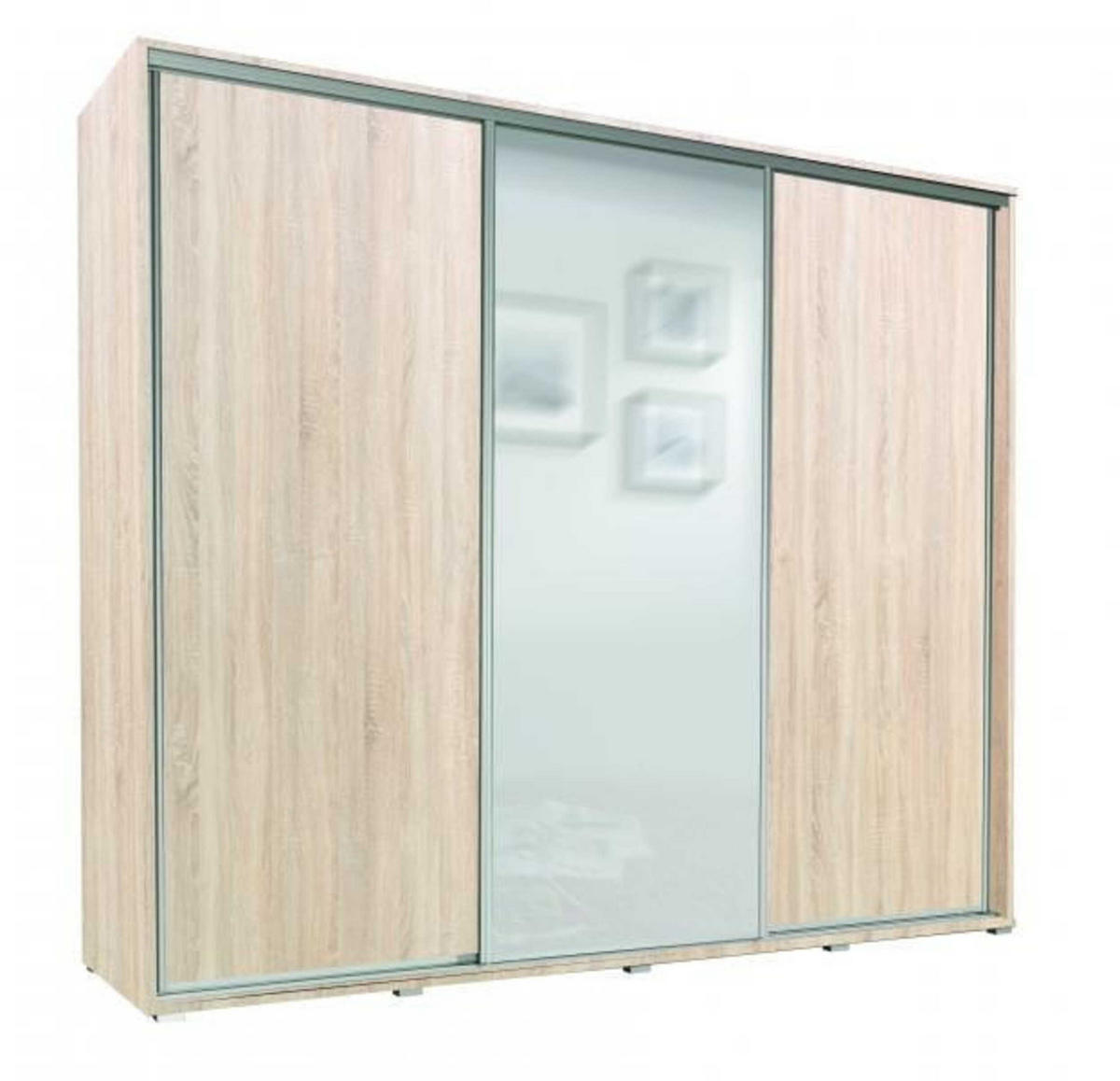 SCHIEBETÜRENSCHRANK - Kleiderschrank MONACO - Eiche Sonoma - Sonoma Eiche, Holzwerkstoff (255/251/66cm) - Möblo