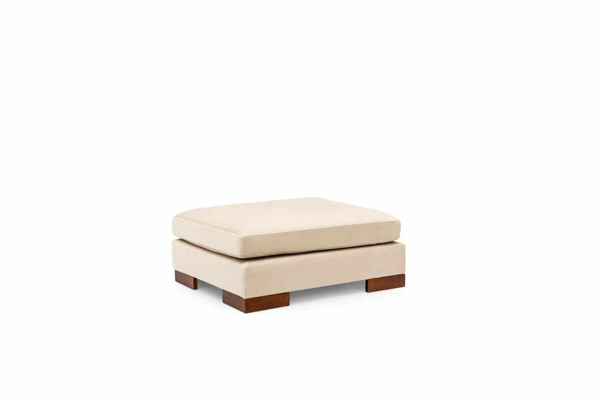 ECKSOFA mit Hocker und Lounge-Design - Beige/Walnussfarben, Holz/Textil (193/313cm) - myHomelando