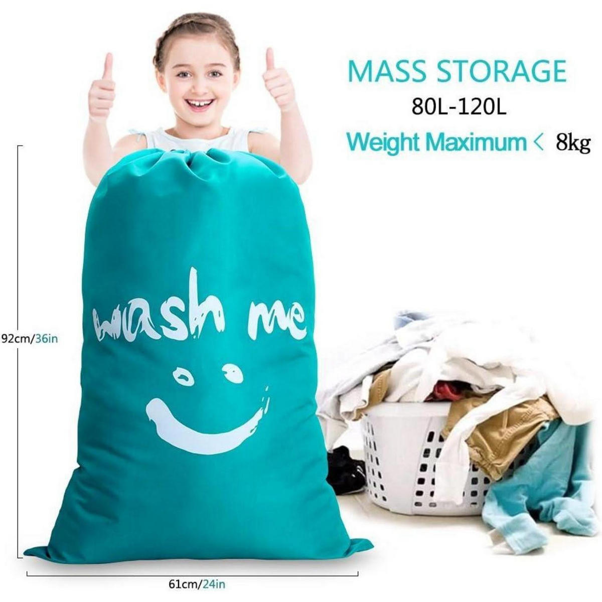 WÄSCHEKORB 3-teiliges Set 90L / 95L / 120L Oxford-Gewebe - Multicolor, Textil (38/38/72cm)
