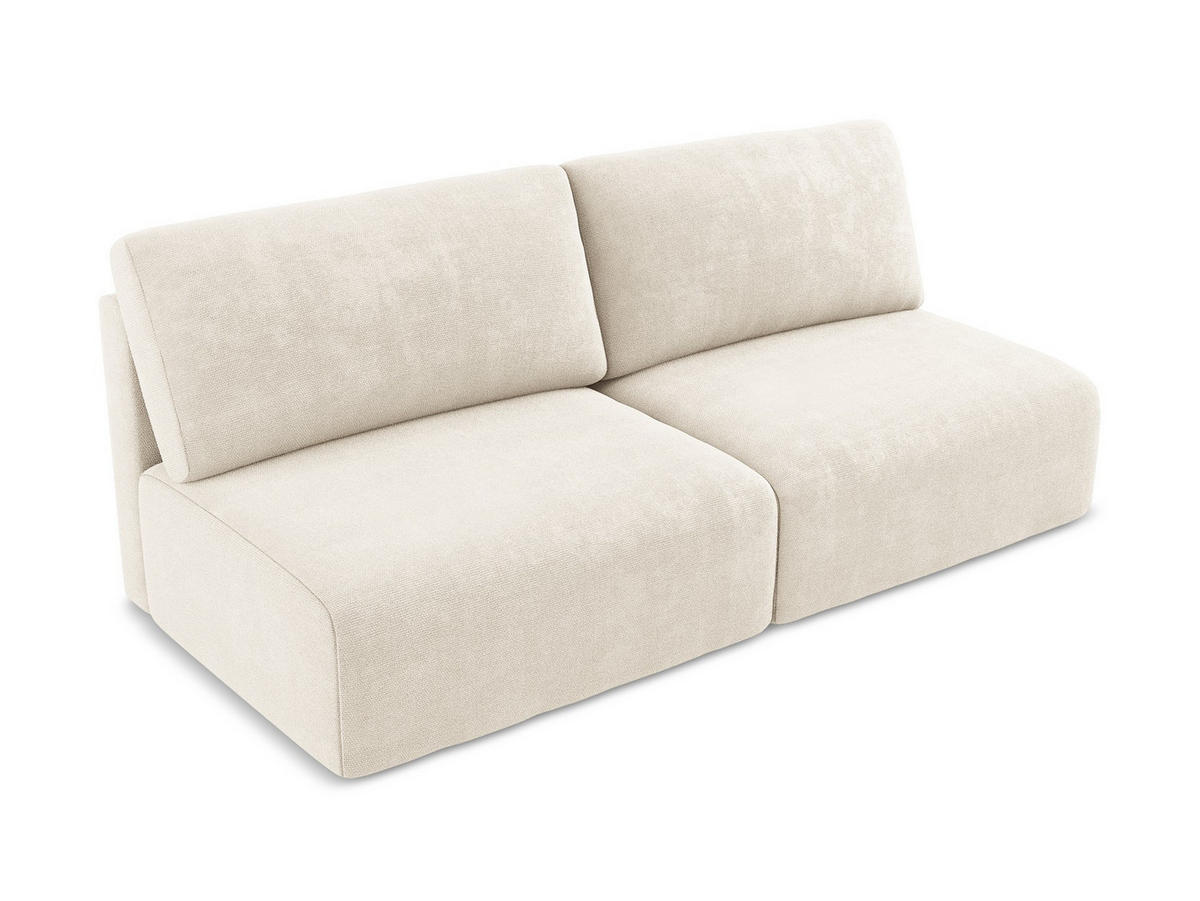 3-SITZER SOFA mit Schlaffunktion Chenille Stoff Beige - Beige/Creme, Kunststoff/Textil (216/79/102cm) - Makamii