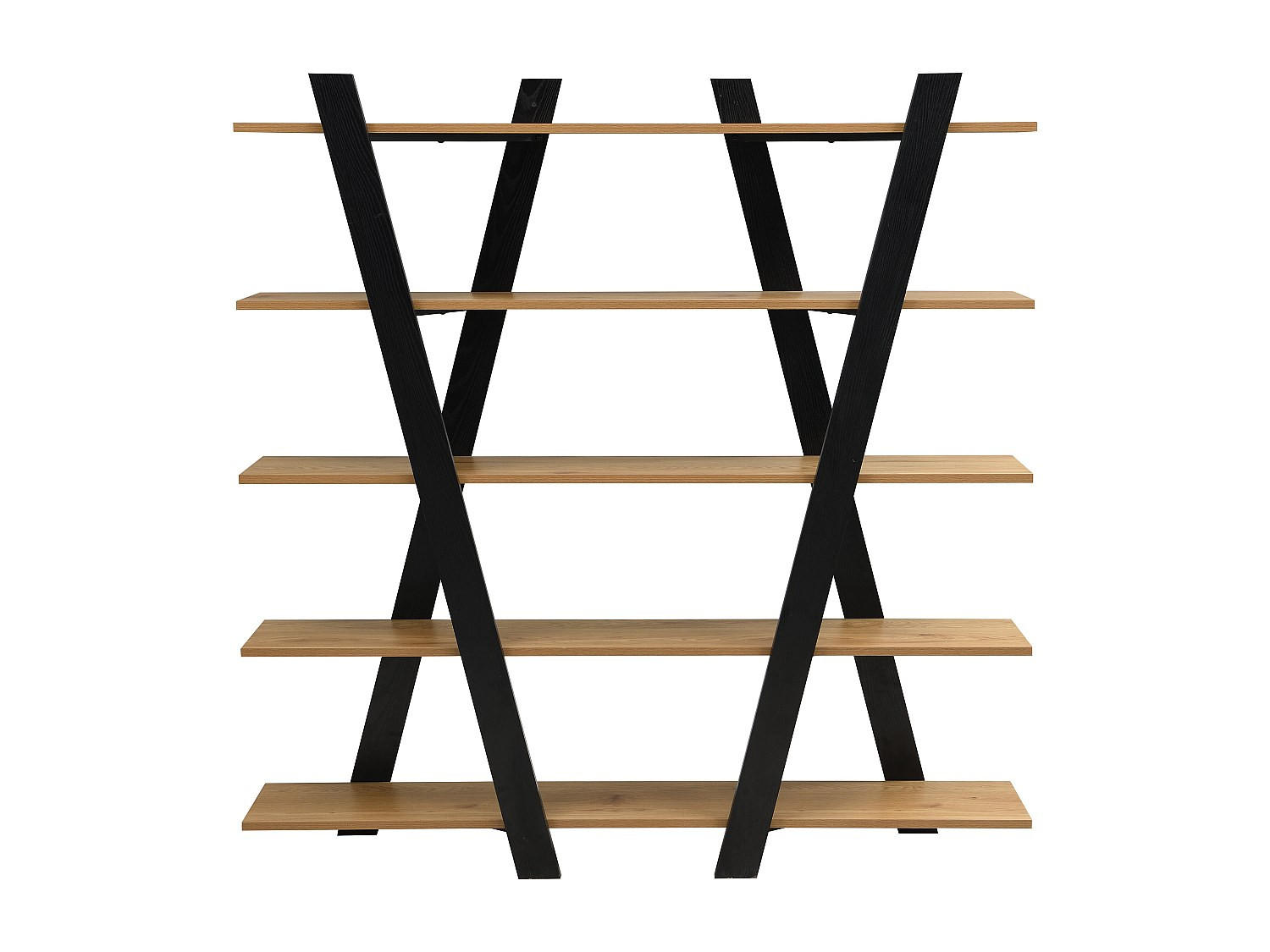 REGAL - 156 cm x 35 cm - holz - schwarz, naturfarben hell Tuzla - Schwarz/Naturfarben, Holz (156/160/35cm) - Vente-Unique