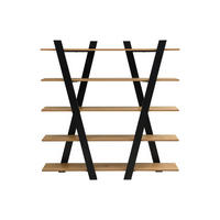 REGAL - 156 cm x 35 cm - holz - schwarz, naturfarben hell Tuzla - Schwarz/Naturfarben, Holz (156/160/35cm) - Vente-Unique