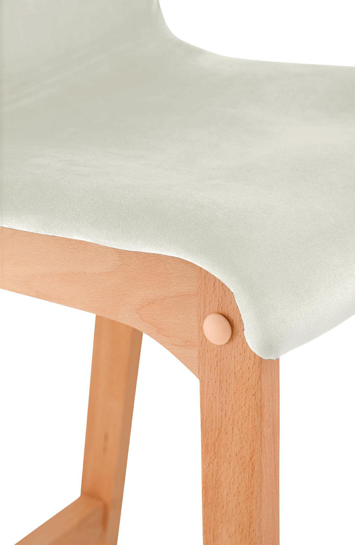 BARHOCKER Samt Creme - Eukalyptusholzfarben/Creme, Holz/Textil (41/101/46cm) - CLP