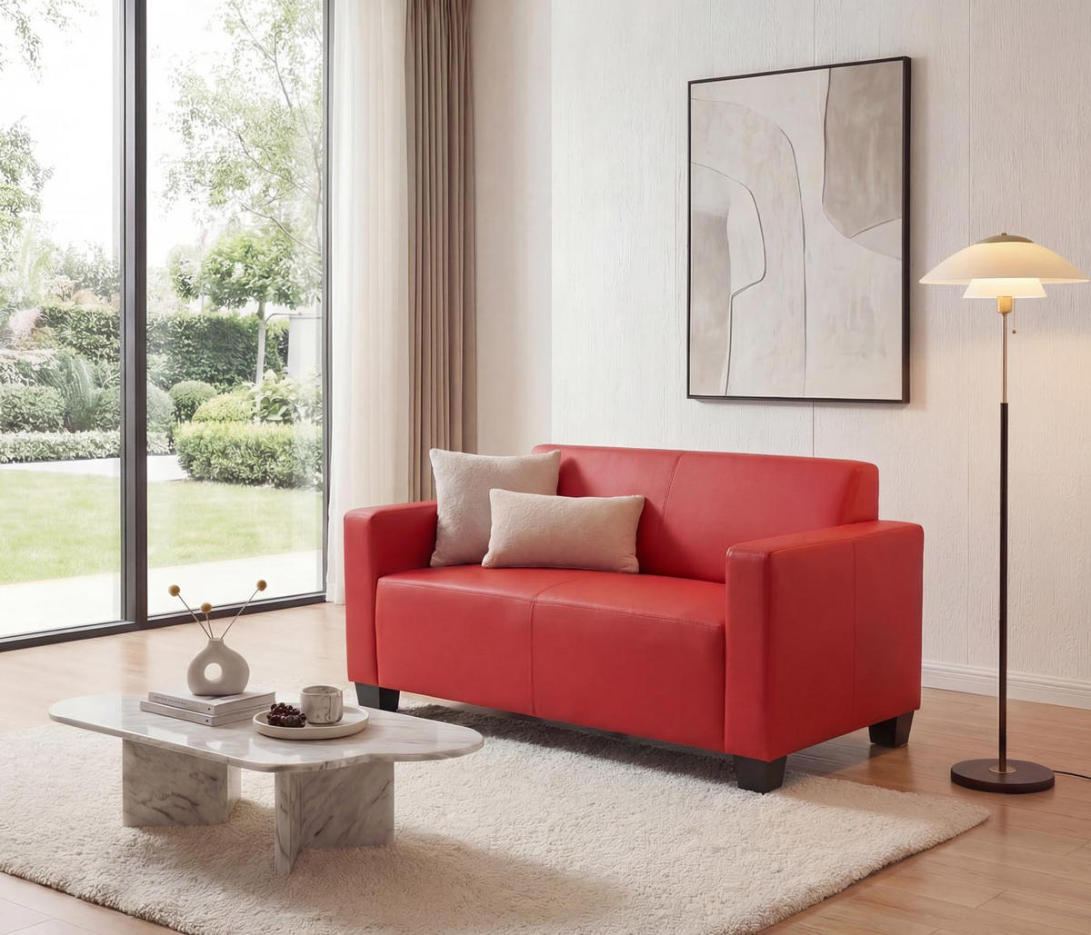 2ER SOFA Rot - Rot, Textil (136/76/72cm) - MCW