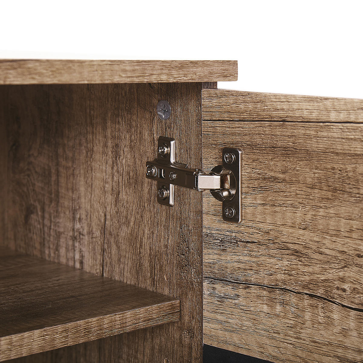 TV-MÖBEL Hellbraun, Schwarz STERLING 40/148/40 cm - Hellbraun, Holzwerkstoff (148/40/40cm) - Beliani