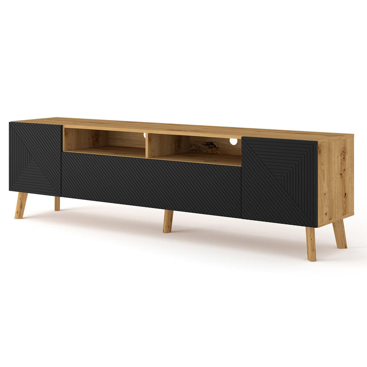 TV-MÖBEL Nexa Holz und Schwarz - Schwarz, Holzwerkstoff (195/56/42cm) - Petits-meubles