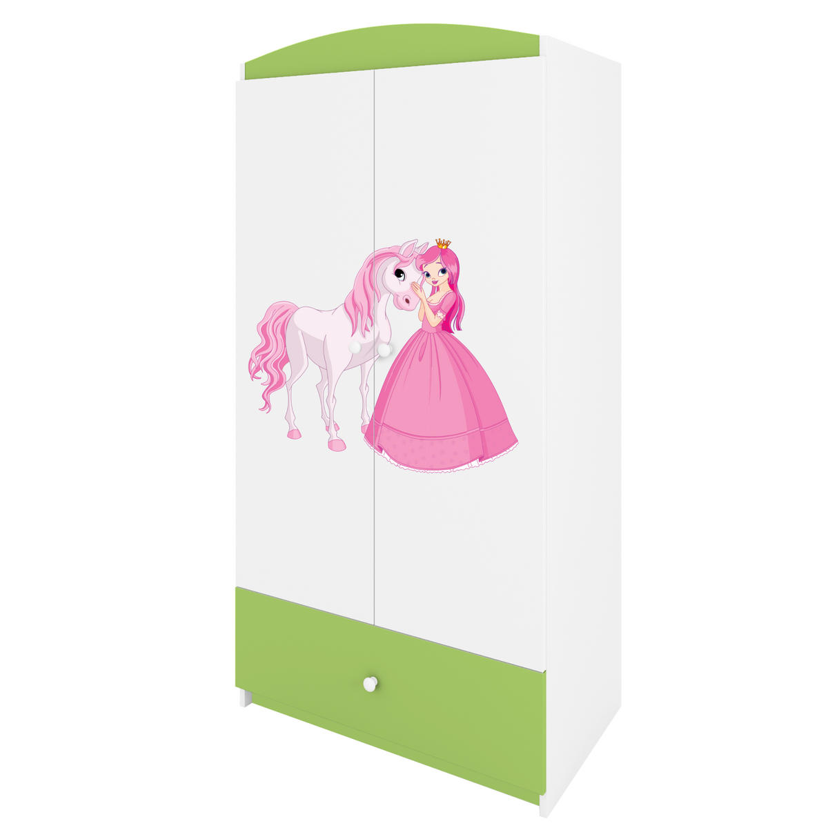 KINDERKLEIDERSCHRANK Prinzessin I - Grün, Holzwerkstoff (90/175/52cm) - RAUMHIRSCH FURNITURE