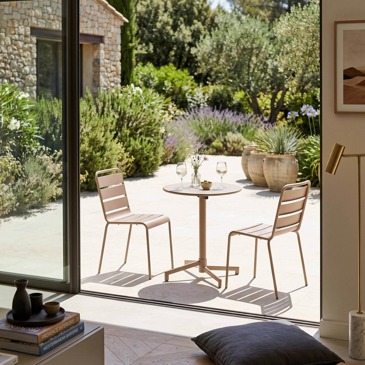 GARTENSET 3-tlg., Taupe - Taupe, Metall - Oviala