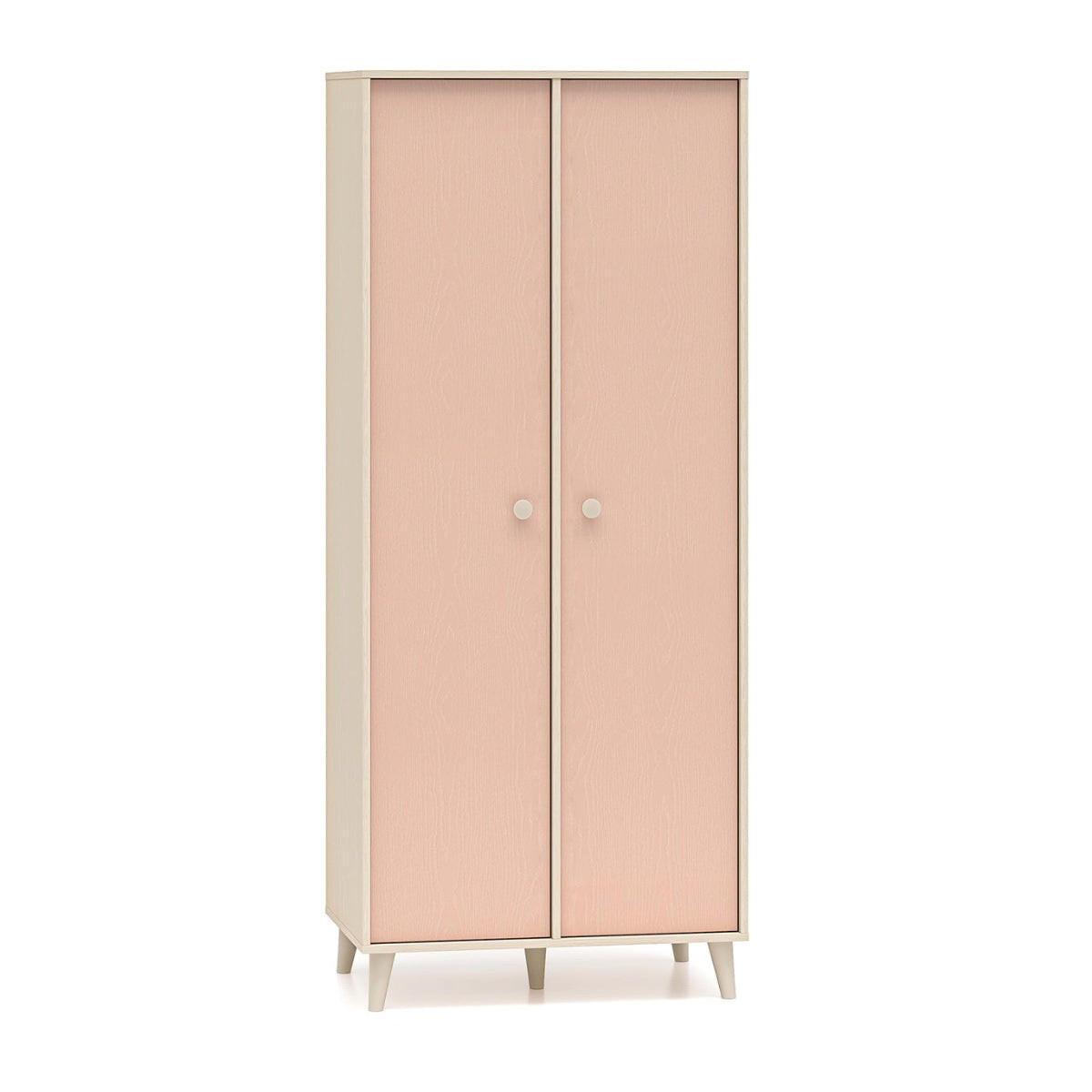 SCHRANK 2 Türen Alycia Beige - Korallenrosa - Holzeffekt - Pink, Holz (80/190/51cm) - Petits-meubles