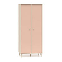 SCHRANK 2 Türen Alycia Beige - Korallenrosa - Holzeffekt - Pink, Holz (80/190/51cm) - Petits-meubles