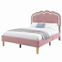 POLSTERBETT mit LED und verstellbarem Kopfteil 90x200 cm Samt Rosa - Pink, Metall (90/200cm) - Beauniv